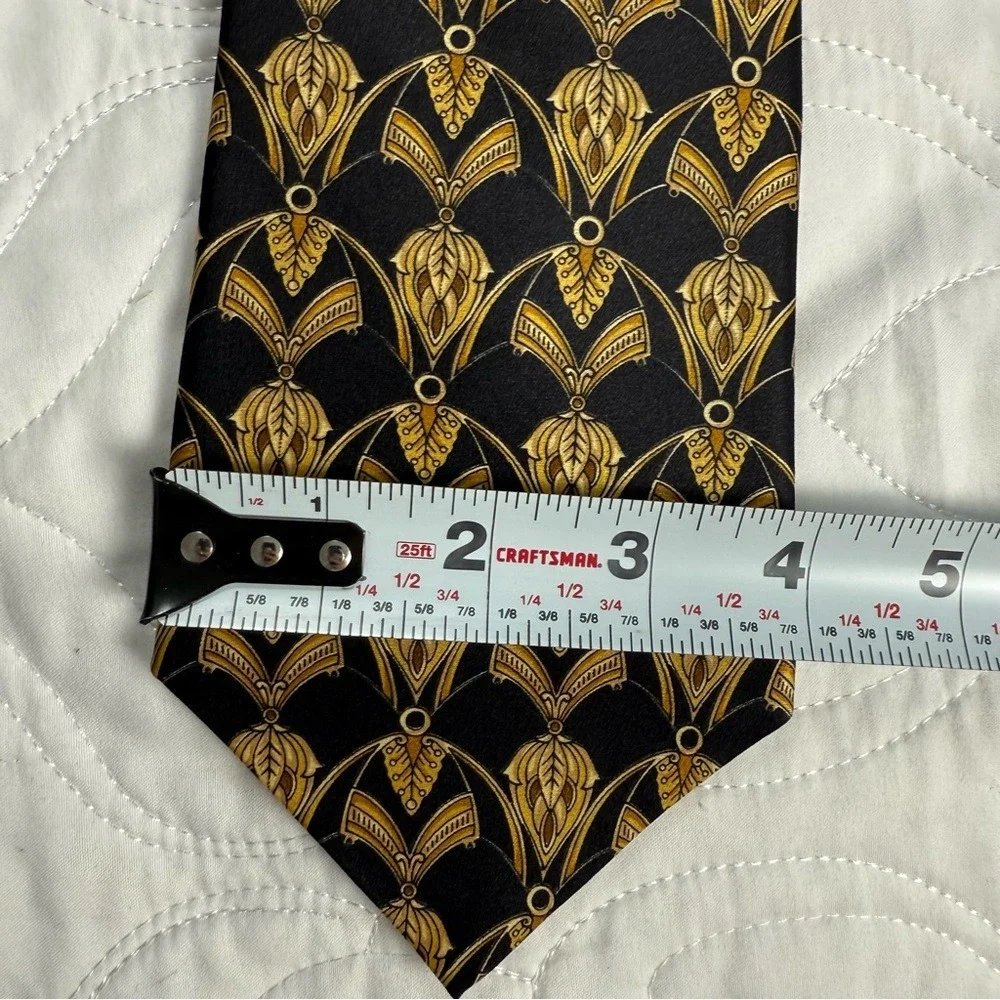 Zylos George‎ Machado Silk Set of 4 Ties Black, Red, Gold Patterns Men's EUC